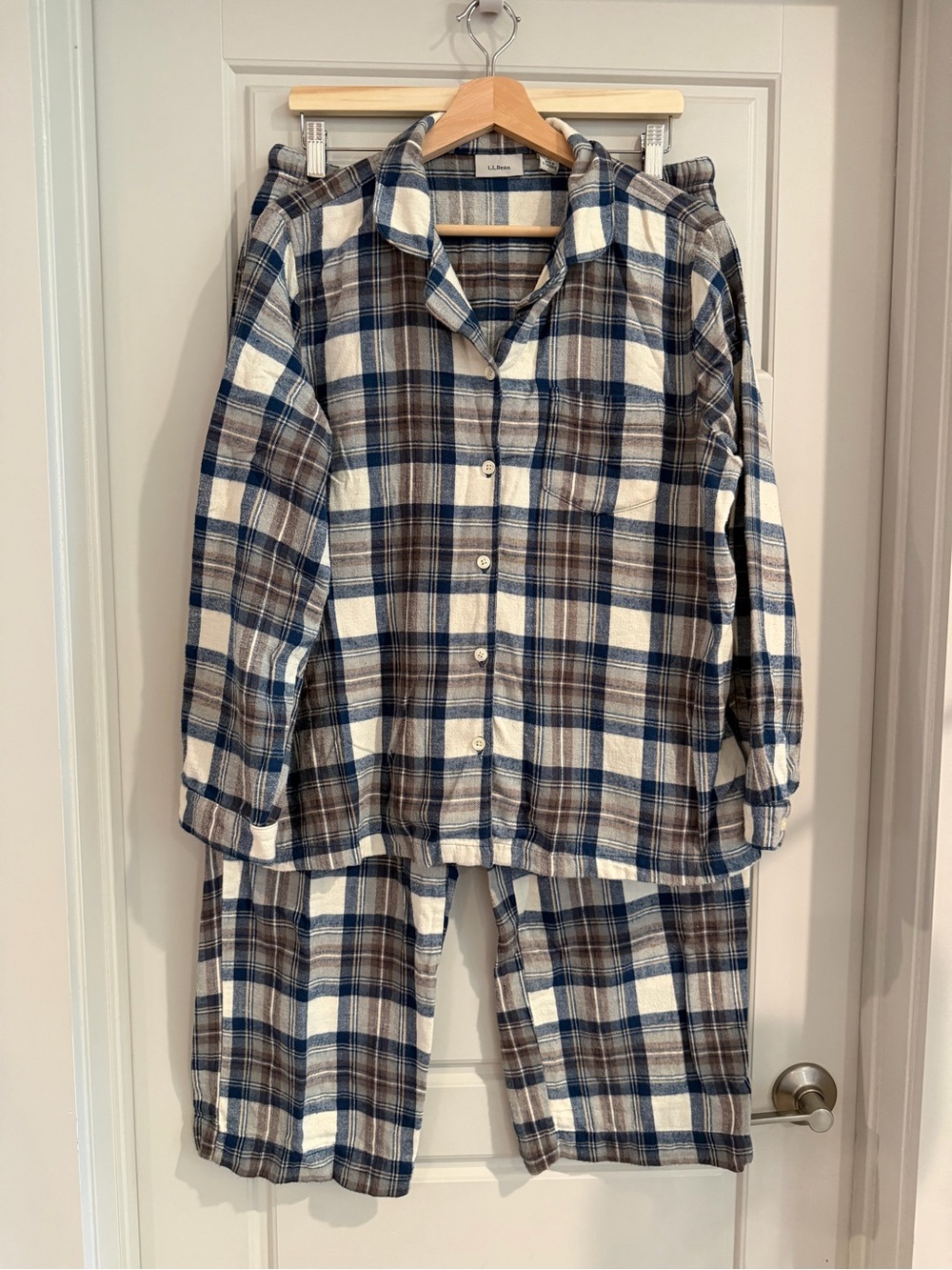 L.L. Bean 100% Cotton Flannel Pajama Set Size Large Petite‎
